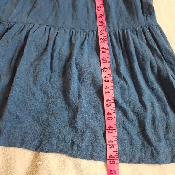 Susan Graver Women's Size 1X Blue Linen Blend Tiered Button Front Midi Dress - Picture 13 of 13